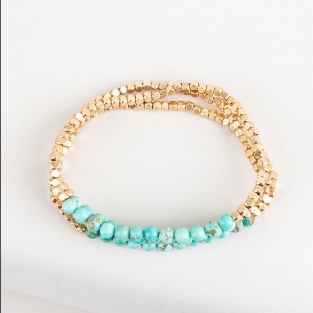 ✨Last One✨Turquiose Stone Metal Beaded Bracelet - Picture 2 of 2